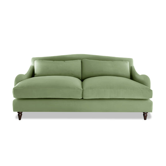 Isobel 3 Seater Sofa in Moss Linen - Hand Made in USA