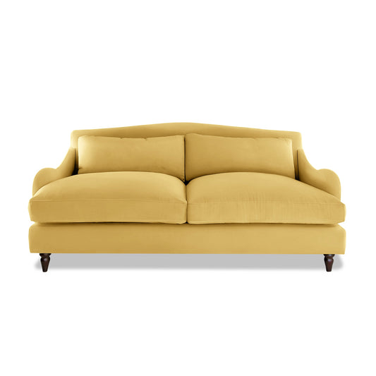 Isobel 3 Seater Sofa in Ochre Linen - Hand Made in USA