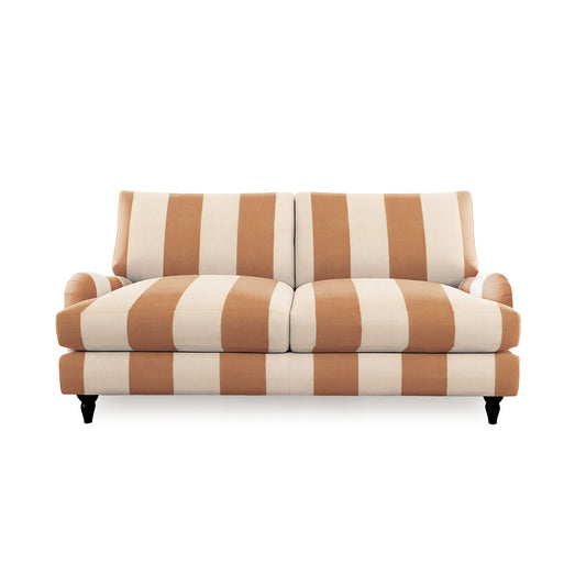 Isobel 2.5 Seater Sofa with Big Back Cushion in Caramel Stripe - Hand Made in USA