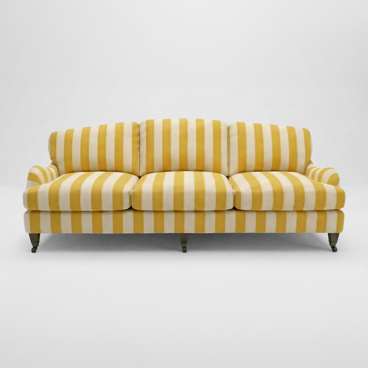 Isobel 4 seater sofa in Dandelion Stripes - Handmade in the USA