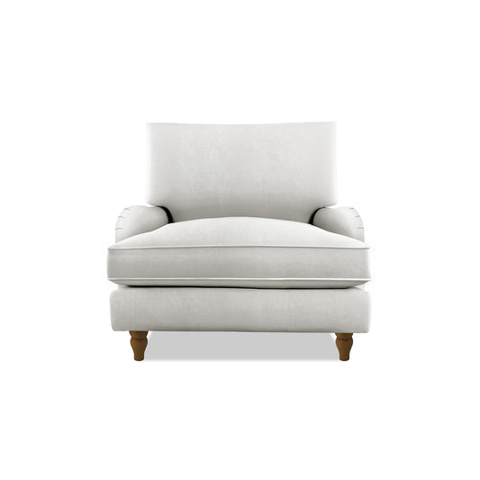 Isobel Armchair with Big Back Cushion in Cotton Linen Cool Coconut - Hand Made in USA