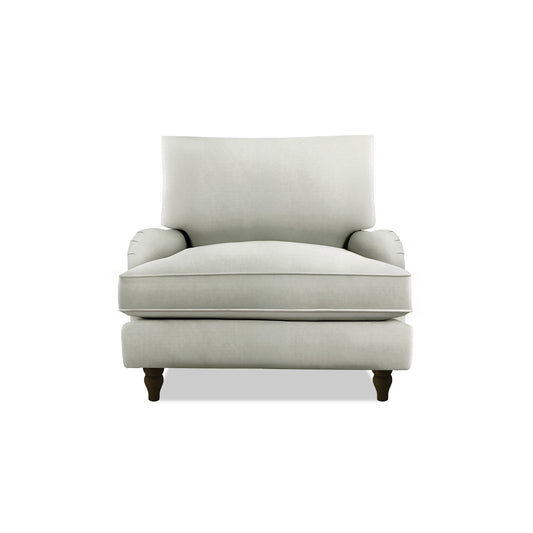 Isobel Armchair with Big Back Cushion in Dove Linen - Hand Made in USA