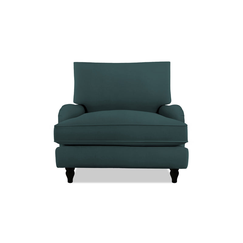 Isobel Armchair with Big Back Cushion in Midnight Linen - Hand Made in USA