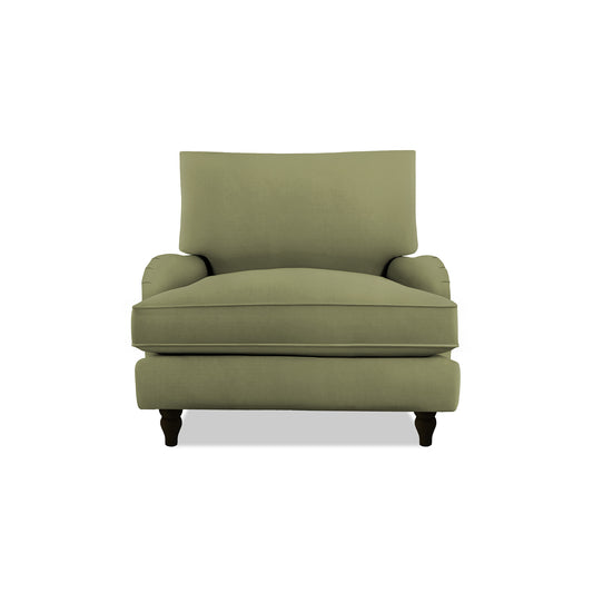 Isobel Armchair with Big Back Cushion in Sage Linen - Hand Made in USA