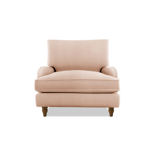 Isobel Armchair with Big Back Cushion in Cotton Linen Rosedale - Hand Made in USA