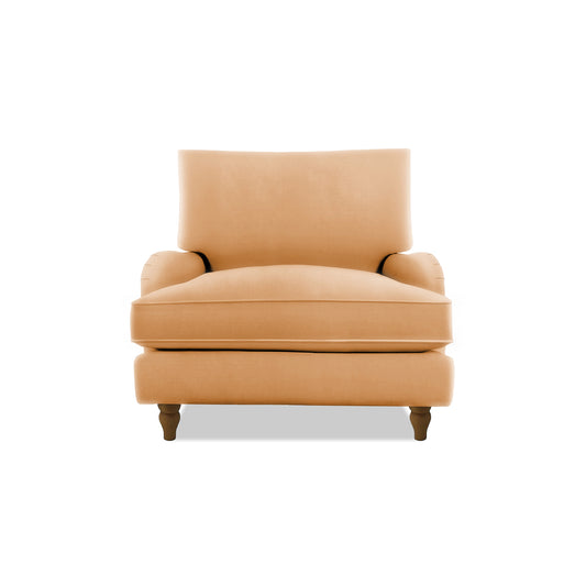 Isobel Armchair with Big Back Cushion in Cotton Linen Sunflower - Hand Made in USA