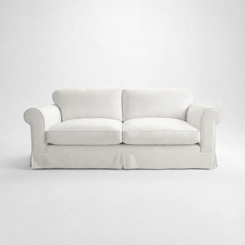 Barton Large Sofa with Big Back Cushions in Cotton Linen Cool Coconut - Handmade to Order in the USA