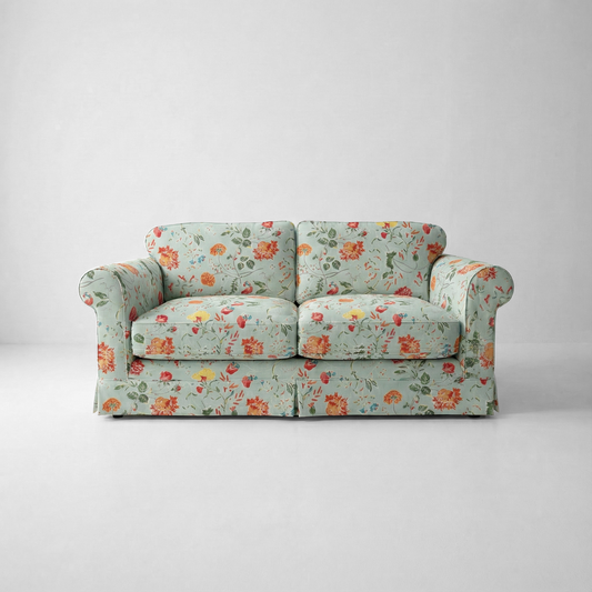 Barton 2-Seater Sofa with Big Back Cushions in Wildwood Duck Egg - Handmade to Order in the USA