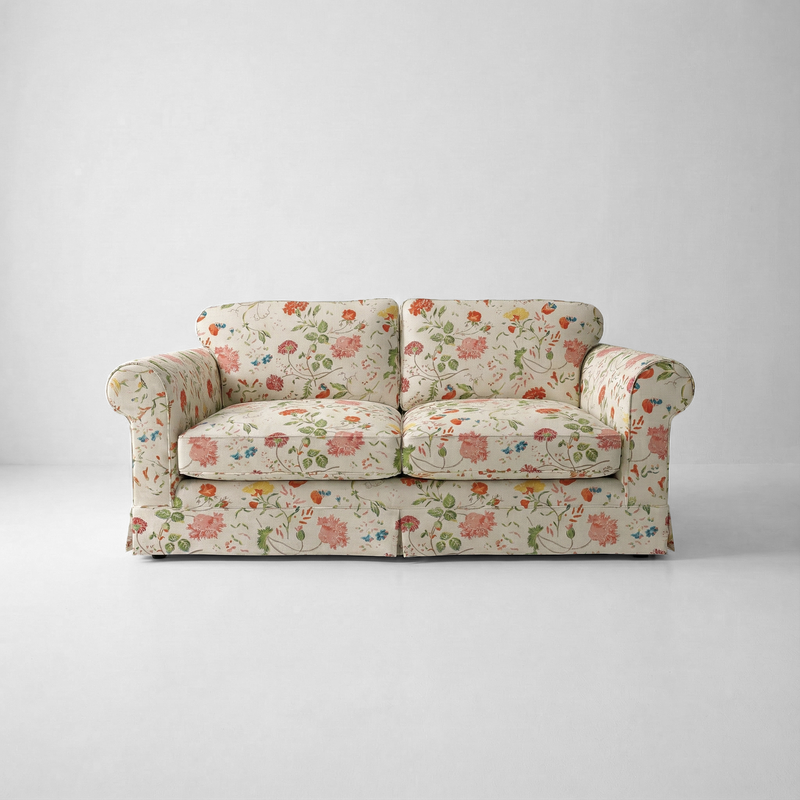 Barton 2-Seater Sofa with Big Back Cushions in Wildwood Ivory - Handmade to Order in the USA