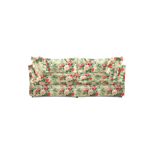 Coco 2.5 seater sofa with Knife Edge cushion in English Garden Classic Rose - Hand Made in USA