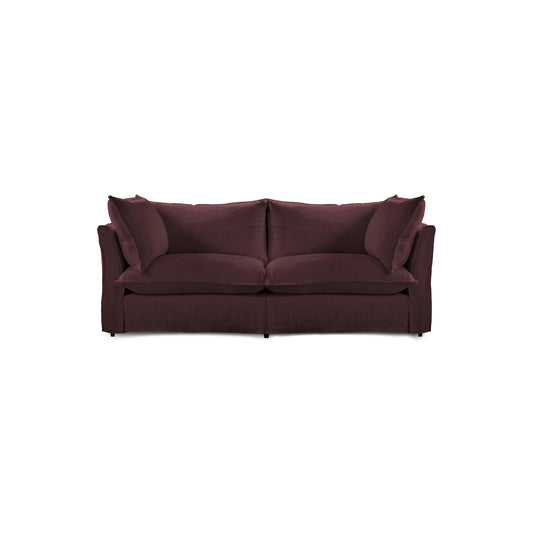 Coco 2.5 seater sofa with Knife Edge cushion in Damson Linen - Hand Made in USA