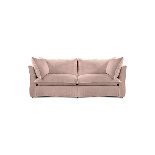 Coco 2.5 seater sofa with Knife Edge cushion in Dusky Pink Linen - Hand Made in USA
