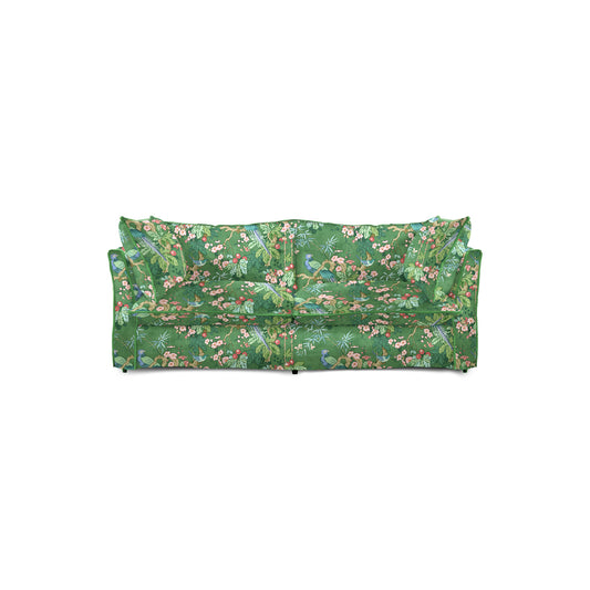 Coco 2.5 seater sofa with Knife Edge cushion in Belleville Juniper with Velvet Trim - Hand Made in USA