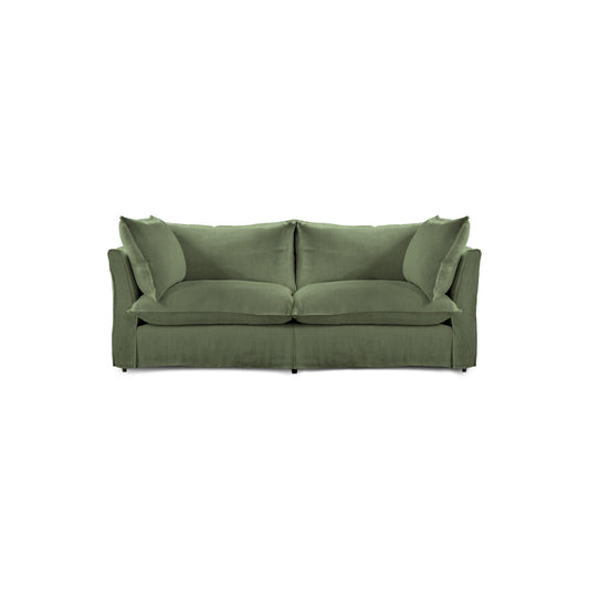 Coco 2.5 seater sofa with Knife Edge cushion in Moss Linen - Hand Made in USA