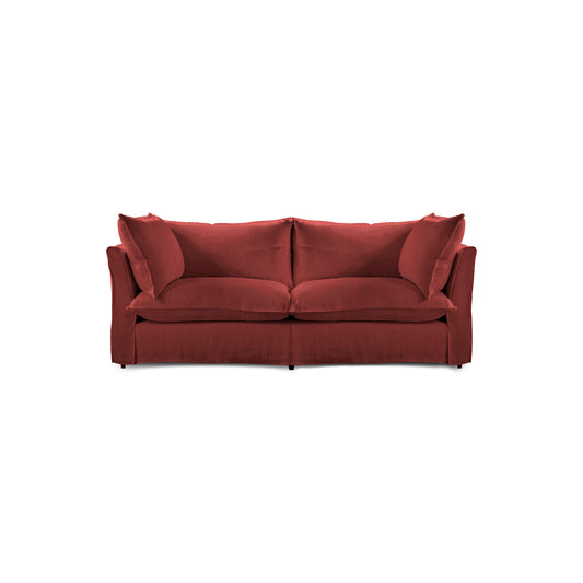 Coco 2.5 seater sofa with Knife Edge cushion in Rouge Linen - Hand Made in USA