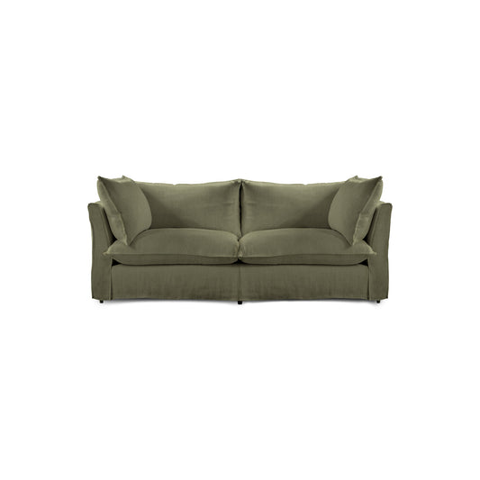 Coco 2.5 seater sofa with Knife Edge cushion in Sage Linen - Hand Made in USA