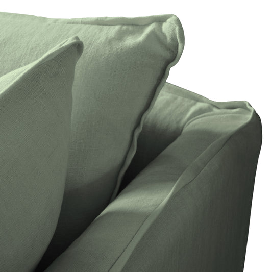 Coco 2.5 seater sofa with Knife Edge cushion in Seagrass Linen - Hand Made in USA