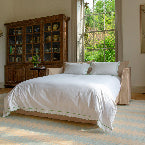 Coco 2.5 seater sleeper sofa with Self Piped Knife Edge cushion in Cotton Linen Rosedale - Hand Made in USA