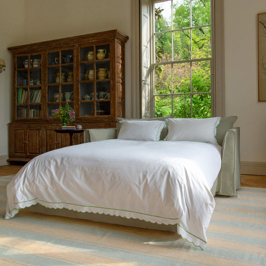 Coco 2.5 Seater sleeper sofa in Ivory Linen - Hand Made in USA