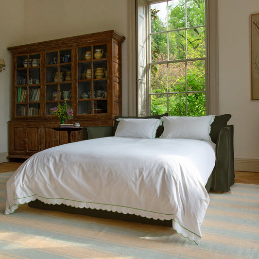 Coco 2.5 Seater sleeper sofa in Khaki Linen - Hand Made in USA