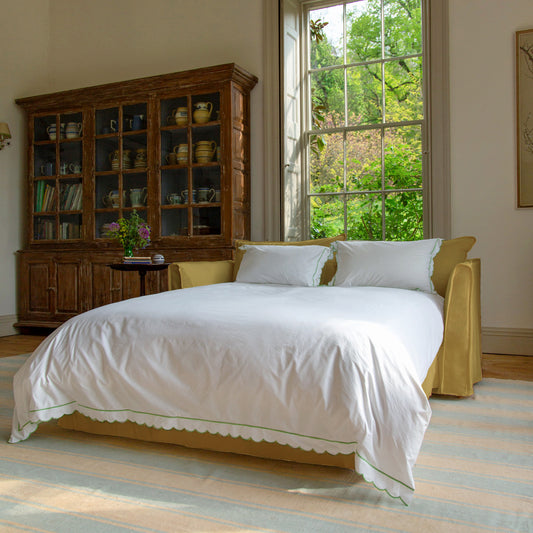 Coco 2.5 Seater sleeper sofa in Maize Linen - Hand Made in USA