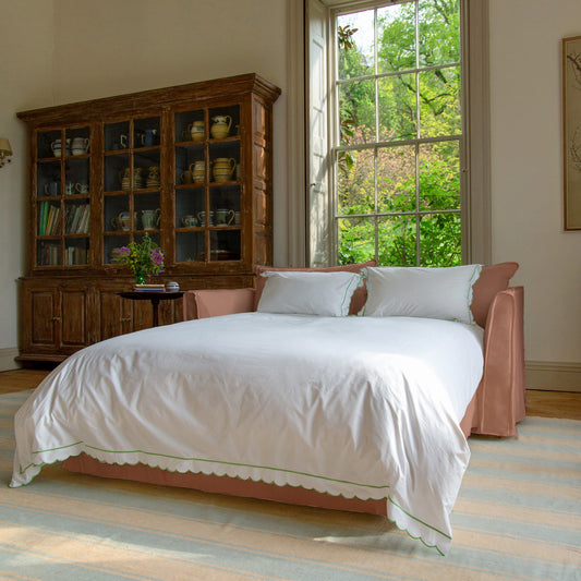 Coco 2.5 Seater sleeper sofa in Pearl Grey Linen - Hand Made in USA