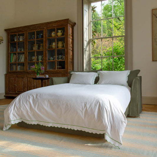 Coco 2.5 Seater sleeper sofa in Sage Linen - Hand Made in USA