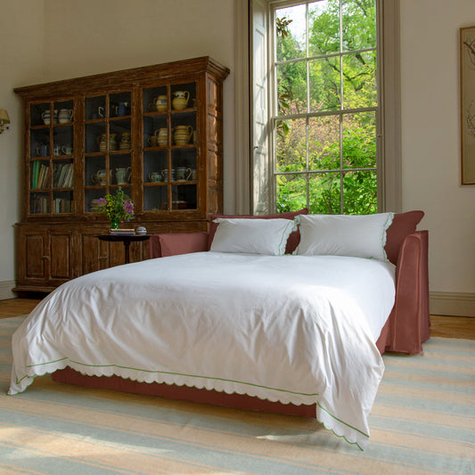 Coco 2.5 Seater sleeper sofa in Sweet Briar Linen - Hand Made in USA