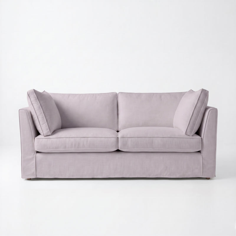 Coco 2.5 seater sofa with Self Piped Box Edge cushion in Cotton Linen Sea Salt - Hand Made in USA