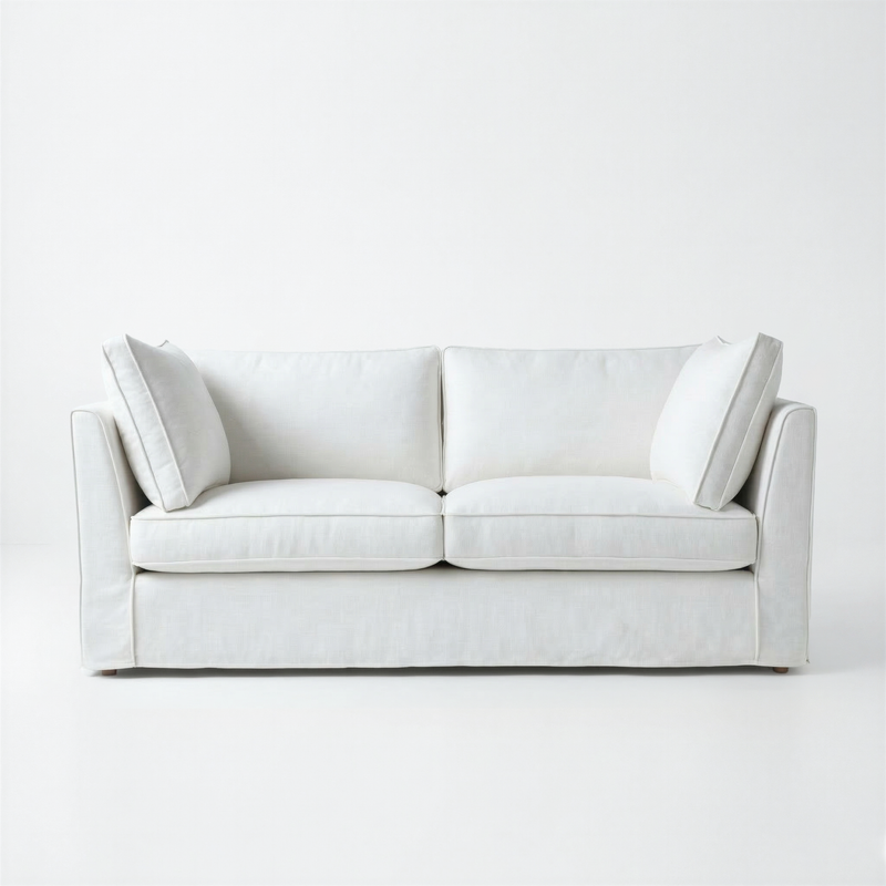Coco Loose Cover 2.5 seater sofa with Box Edge cushions in Customer's Own Material - Handmade to Order in the USA