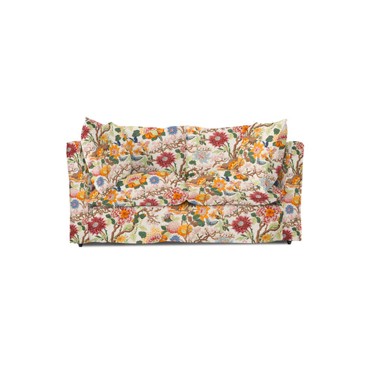 Coco 2 seater sofa with Self Piped Knife Edge cushion in GP & J Baker Magnolia Cream Blue - Hand Made in USA