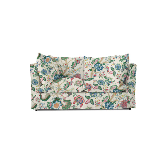 Coco 2 seater sofa with Knife Edge cushion in Kitty Spring Green - Hand Made in USA