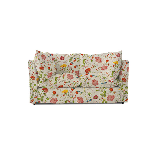 Coco 2 seater sofa with Self Piped Knife Edge cushion in Andrew Martin Wildwood Ivory - Hand Made in USA