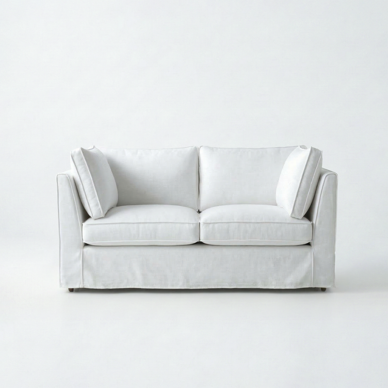 Coco Loose Cover 2 seater sofa with Box Edge cushions in Customer's Own Material - Handmade to Order in the USA