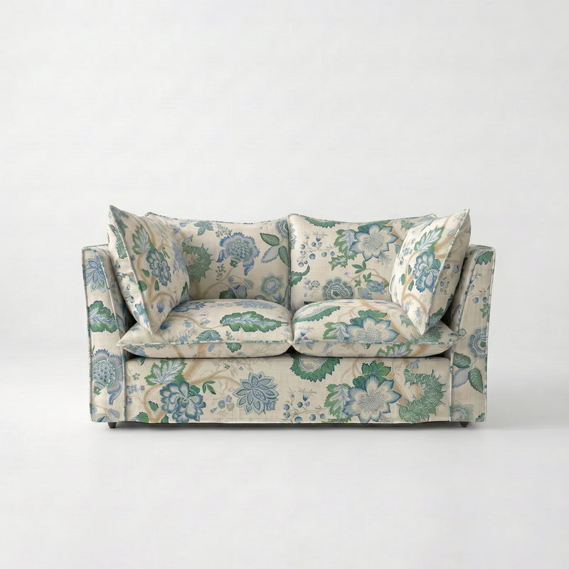 Coco 2 seater sofa with Knife Edge cushion in Kitty Blue Green - Hand Made in USA