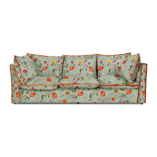 Coco 3.5 seater sofa with Contrast Welt Knife Edge cushion in Andrew Martin Wildwood Duck Egg - Hand Made in USA