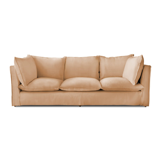 Coco 3.5 seater sofa with Self Piped Knife Edge cushion in Cotton Linen Rosedale - Hand Made in USA