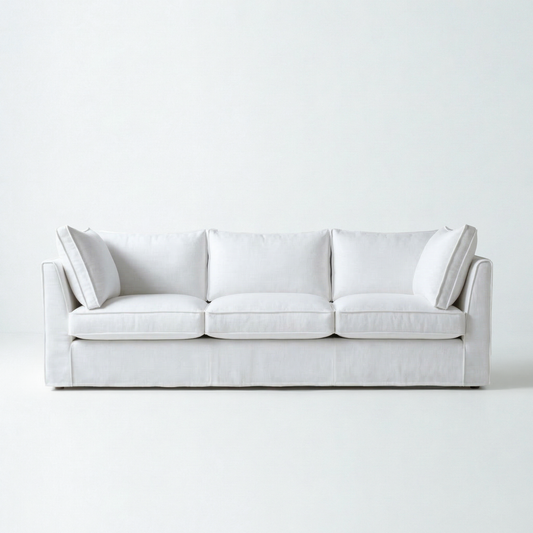 Coco Loose Cover 3.5 seater sofa with Box Edge cushions in Customer's Own Material - Handmade to Order in the USA