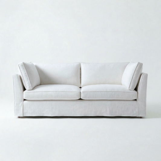 Coco Loose Cover 3 seater sofa with Box Edge cushions in Customer's Own Material - Handmade to Order in the USA