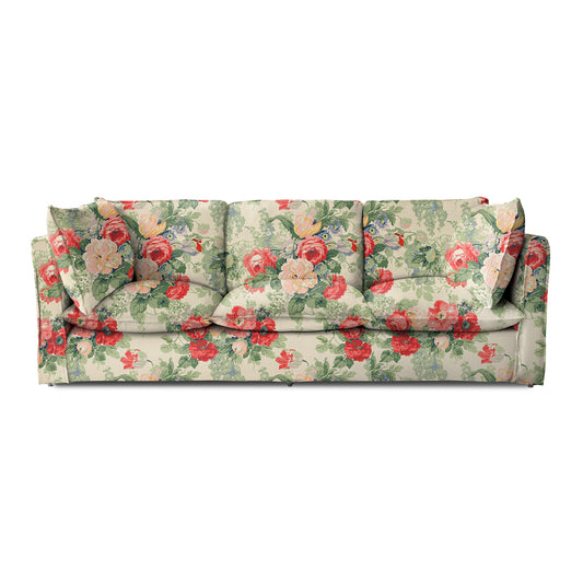 Coco 4 seater sofa with Knife Edge cushion in English Garden Classic Rose - Hand Made in USA