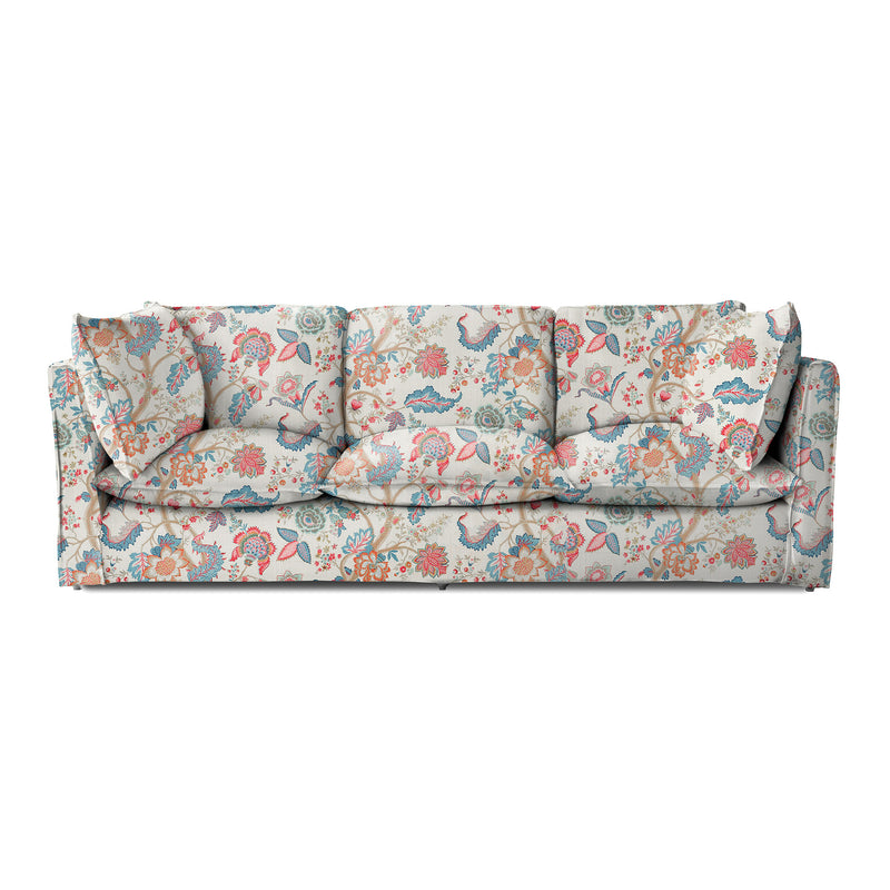 Coco 4 seater sofa with Knife Edge cushion in Kitty Indian Summer - Hand Made in USA