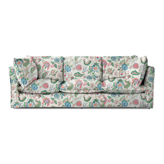 Coco 4 seater sofa with Knife Edge cushion in Kitty Spring Green - Hand Made in USA