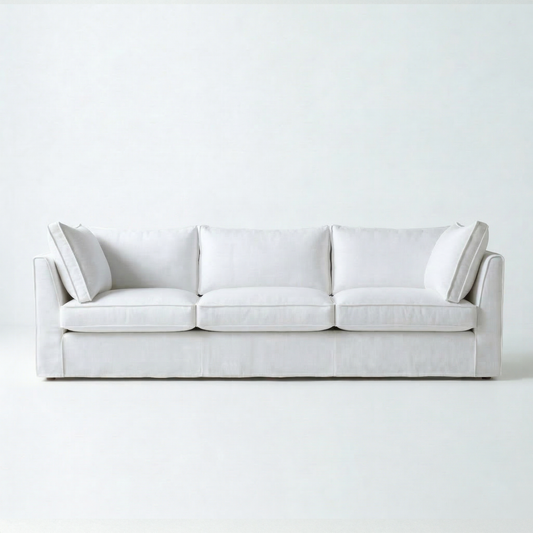 Coco Loose Cover 4 seater sofa with Box Edge cushions in Customer's Own Material - Handmade to Order in the USA