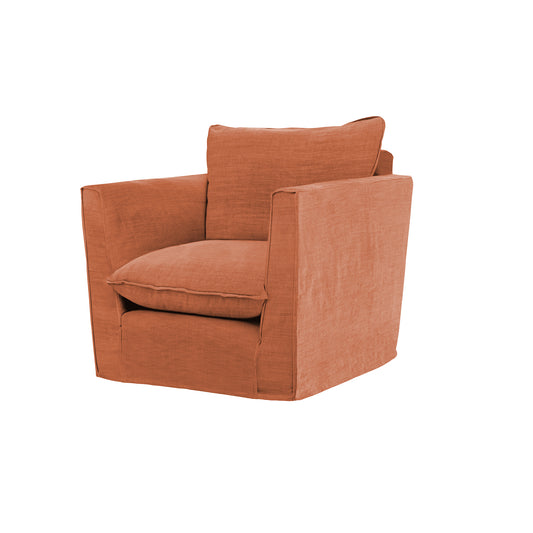 Coco Chair with Knife Edge Cushion in Cayenne Linen - Hand Made in USA