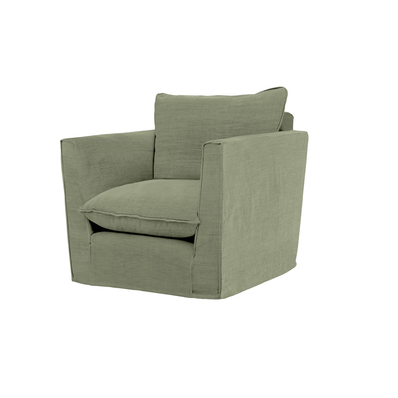 Coco Armchair with Knife Edge Cushion in Hemp Linen - Hand Made in USA