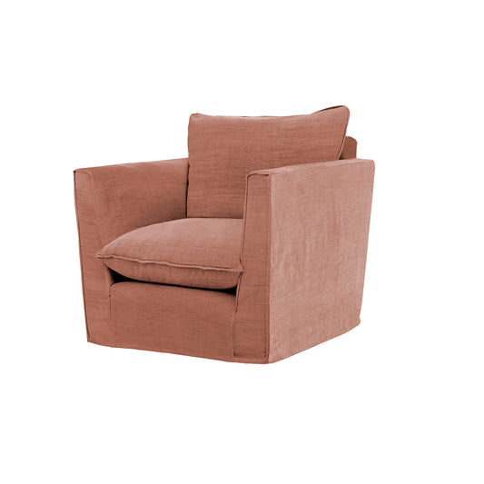 Coco Chair with Knife Edge Cushion in Roseberry Linen - Hand Made in USA