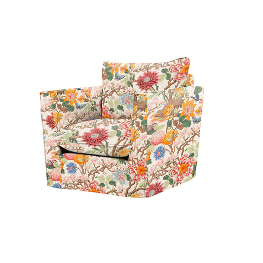 Coco Chair with Self Piped Knife Edge cushion in GP & J Baker Magnolia Cream Blue - Hand Made in USA