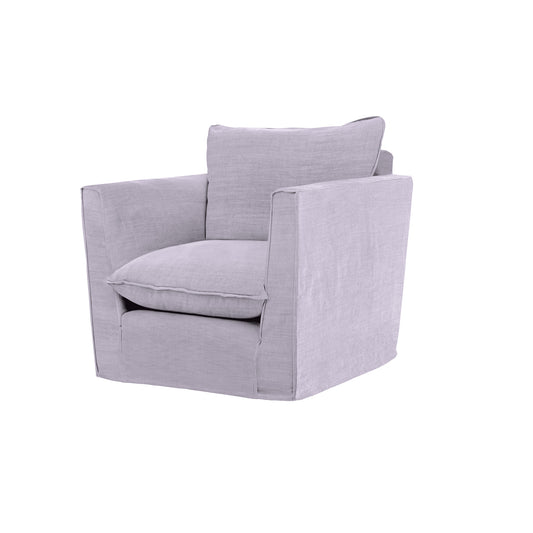 Coco Chair with Self Piped Knife Edge cushion in Cotton Linen Sea Salt - Hand Made in USA