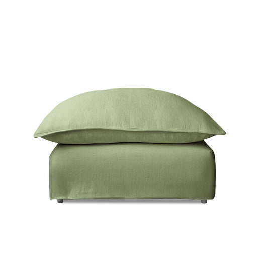 Coco Footstool with Knife Edge cushion in Hemp Linen - Hand Made in USA