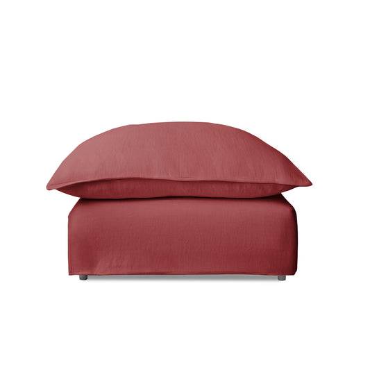 Coco Footstool with Knife Edge cushion in Rouge Linen - Hand Made in USA